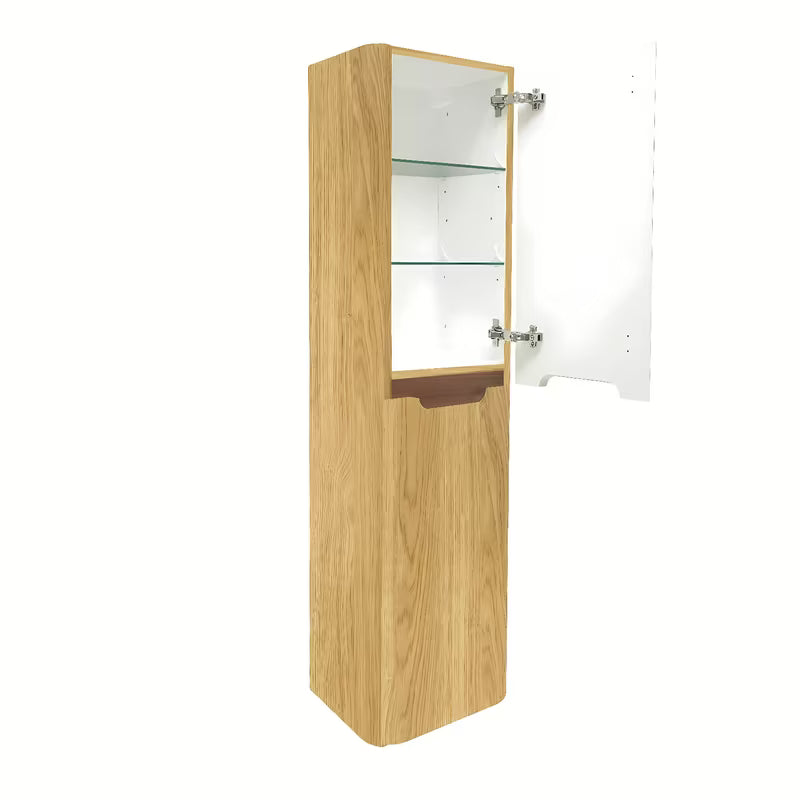 Vysoká závěsná koupelnová skříňka SAT Fusion 40x149x33 cm v dekoru dub medový s matným povrchem