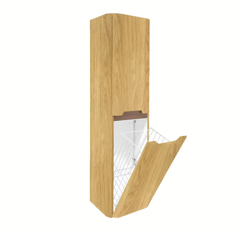 Vysoká závěsná koupelnová skříňka SAT Fusion 40x149x33 cm v dekoru dub medový se skleněnými poličkami