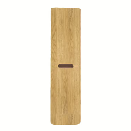 Vysoká závěsná koupelnová skříňka SAT Fusion 40x149x33 cm v dekoru dub medový se skleněnými poličkami