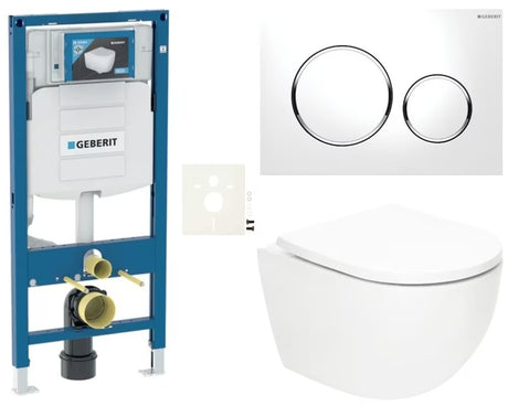 Závěsný WC set SAT Fusion s vírovým splachováním a modulem Geberit Duofix