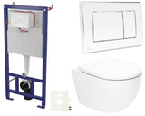 Viseči WC set SAT Fusion z vrtinčnim splakovanjem, splakovalnikom, tipkalom in WC školjka WC-desko