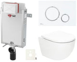 Závěsný WC set SAT Fusion s vírovým splachováním, modulem k zazdění, nádržkou a tlačítkem bílá mat