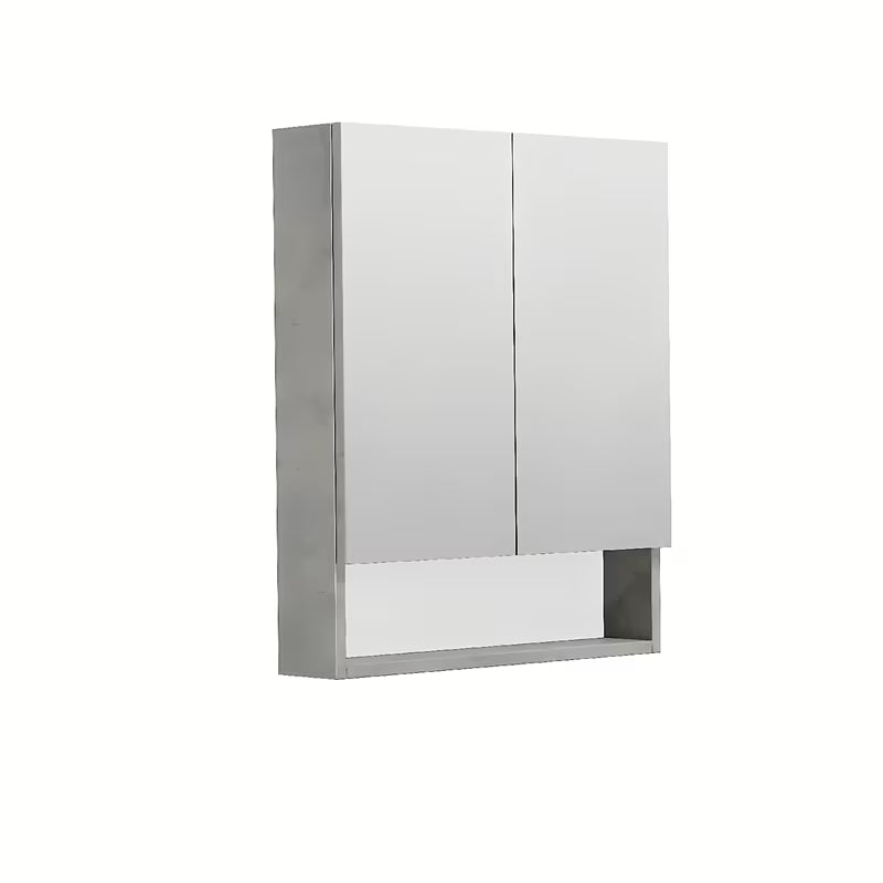 Závěsná zrcadlová skříňka SAT Cube Way 60x72x14 cm v dekoru beton s poličkami