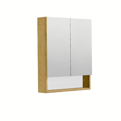 Závěsná zrcadlová skříňka SAT Cube Way 60x72x14 cm v dekoru dub hickory s poličkami