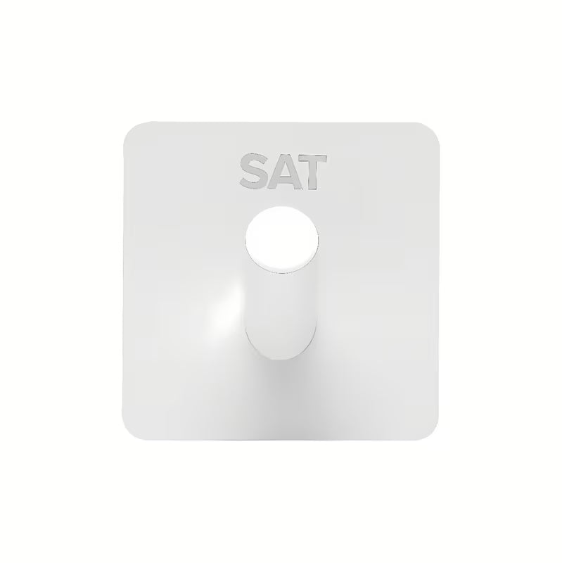Bílý nalepovací háček SAT z nerezové oceli s matným povrchem do koupelny