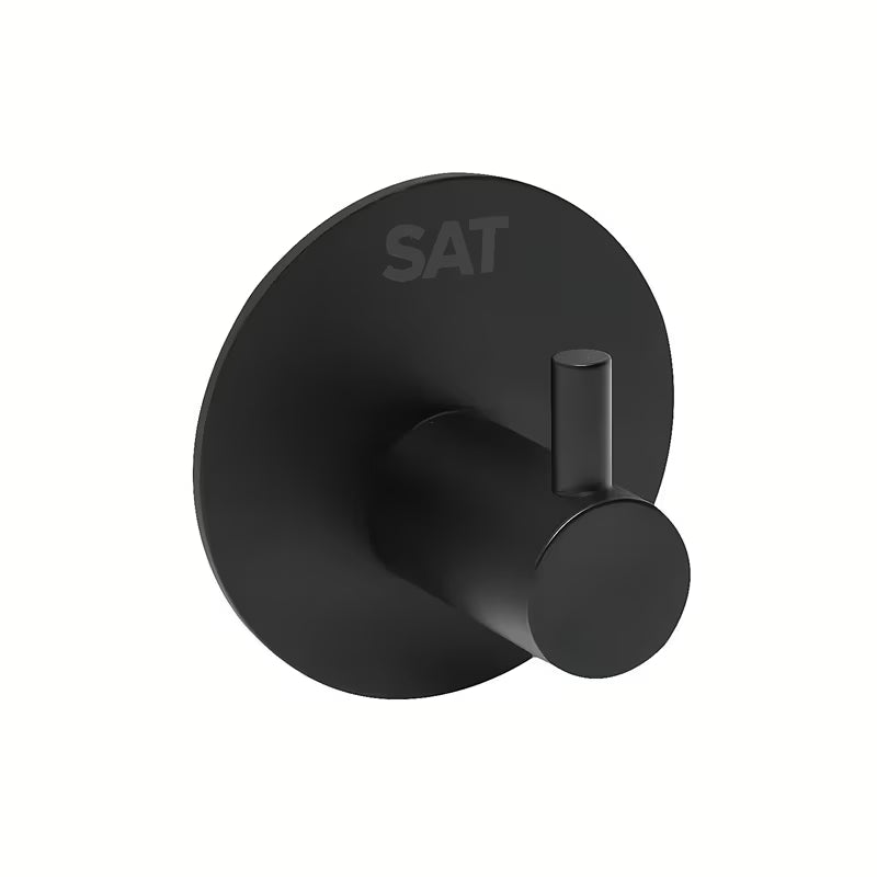 Černý matný nalepovací háček SAT z nerezové oceli pro koupelnu