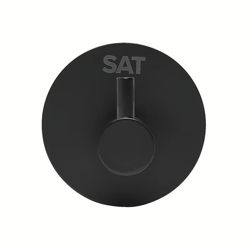 Černý matný nalepovací háček SAT z nerezové oceli pro koupelnu