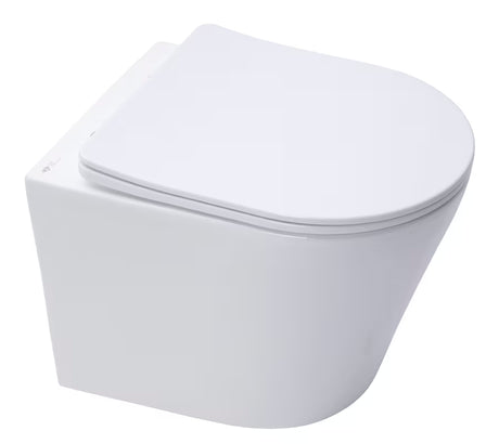 Bílé závěsné WC SAT Infinitio se skrytým uchycením a sedátkem se SoftClose.