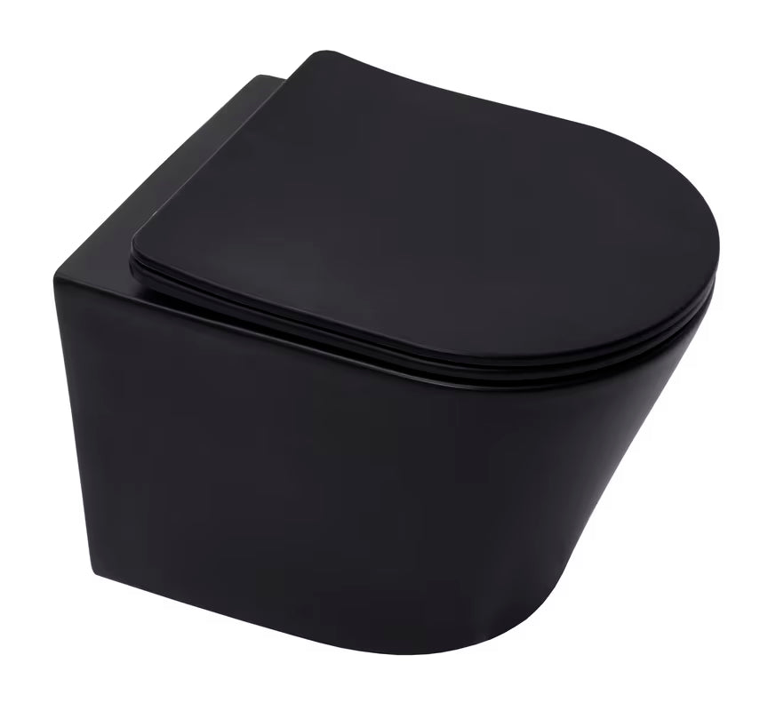 Závěsné WC SAT Infinitio v černo-matném provedení se sedátkem SoftClose a skrytým uchycením