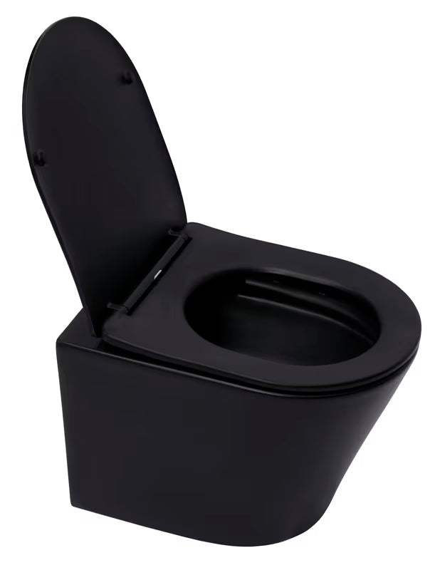 Závěsné WC SAT Infinitio v černo-matném provedení se sedátkem SoftClose a skrytým uchycením
