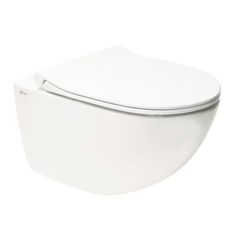 Bílé závěsné WC SAT Infinitio s bezokrajovým splachováním Rim-Ex a sedátkem se SoftClose.