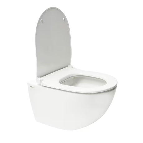 Bílé závěsné WC SAT Infinitio s bezokrajovým splachováním Rim-Ex a sedátkem se SoftClose.
