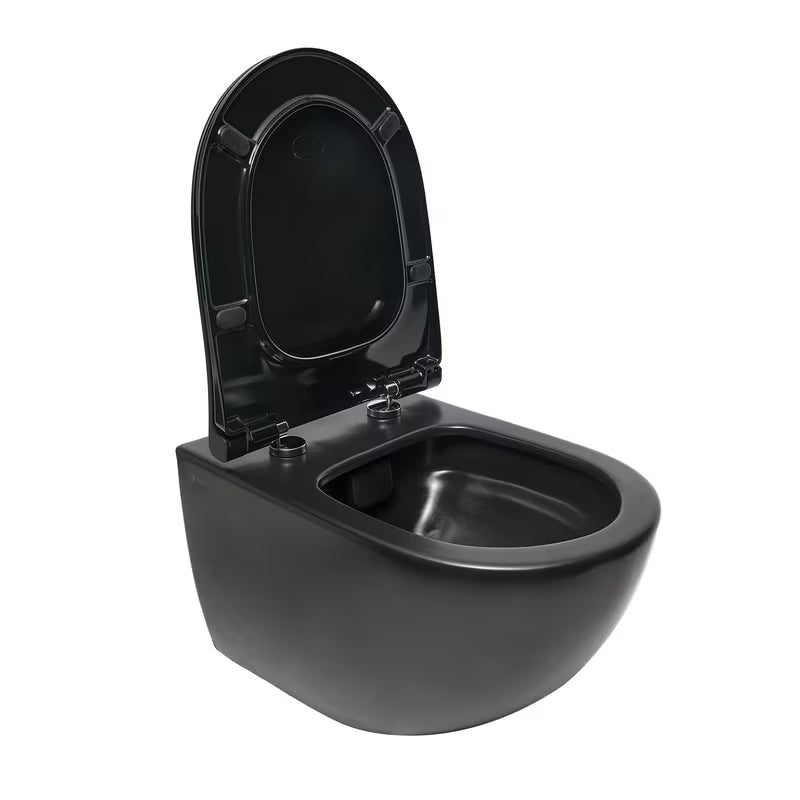 Závěsné WC SAT Infinitio v černém matu s bezokrajovým splachováním Rim-Ex a sedátkem SoftClose