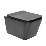 Černo-matné závěsné WC SAT Infinitio v hranatém designu se sedátkem SoftClose a skrytým uchycením.