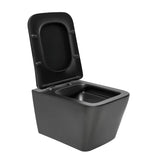 Černo-matné závěsné WC SAT Infinitio v hranatém designu se sedátkem SoftClose a skrytým uchycením.