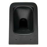 Černo-matné závěsné WC SAT Infinitio v hranatém designu se sedátkem SoftClose a skrytým uchycením.