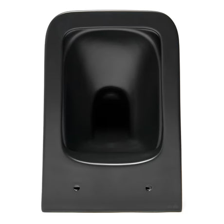 Černo-matné závěsné WC SAT Infinitio v hranatém designu se sedátkem SoftClose a skrytým uchycením.