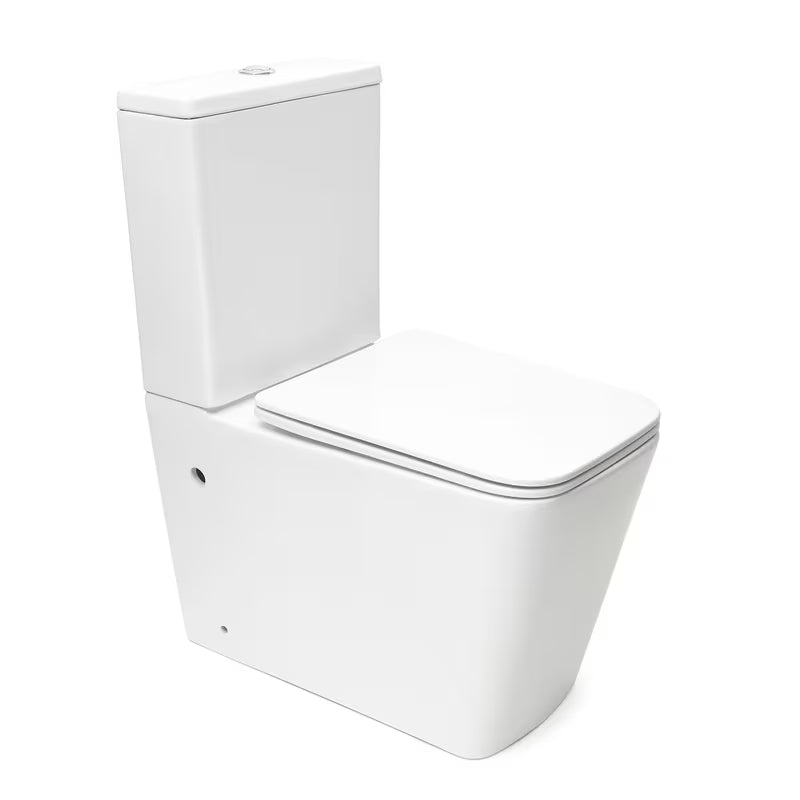 Bílé volně stojící WC kombi SAT Infinitio bez splachovacího okruhu se sedátkem a úsporným DualFlush splachováním