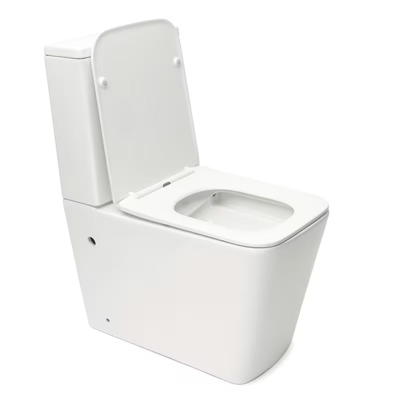 Bílé volně stojící WC kombi SAT Infinitio bez splachovacího okruhu se sedátkem a úsporným DualFlush splachováním