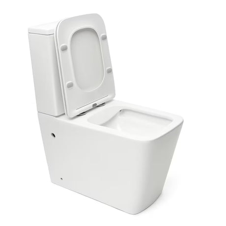 Bílé volně stojící WC kombi SAT Infinitio bez splachovacího okruhu se sedátkem a úsporným DualFlush splachováním