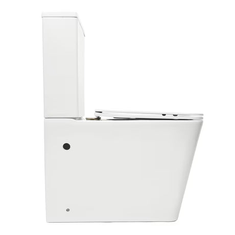 Bílé volně stojící WC kombi SAT Infinitio bez splachovacího okruhu se sedátkem a úsporným DualFlush splachováním