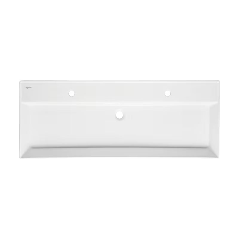 Bílé keramické umyvadlo SAT Infinitio 121,4x46,9 cm s přepadem