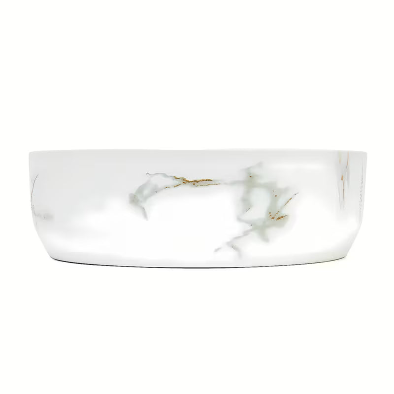 Matné umyvadlo na desku SAT Infinitio 39x39 cm v bílém mramorovém designu bez přepadu