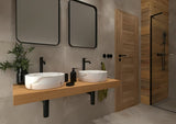 Matné umyvadlo na desku SAT Infinitio 39x39 cm v bílém mramorovém designu bez přepadu