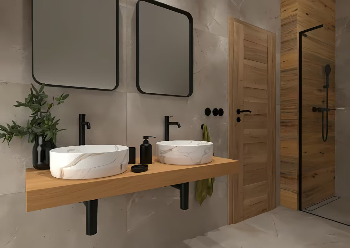 Matné umyvadlo na desku SAT Infinitio 39x39 cm v bílém mramorovém designu bez přepadu