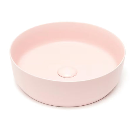Matně růžové tenkostěnné keramické umyvadlo na desku SAT Infinitio 39x39 cm bez přepadu