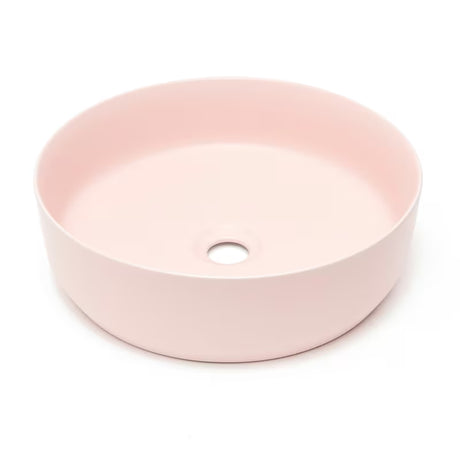 Matně růžové tenkostěnné keramické umyvadlo na desku SAT Infinitio 39x39 cm bez přepadu