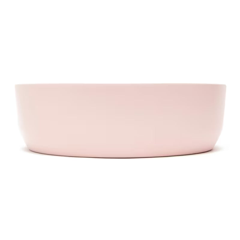 Matně růžové tenkostěnné keramické umyvadlo na desku SAT Infinitio 39x39 cm bez přepadu