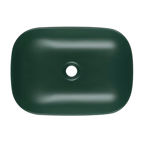 SAT Infinitio keramické umyvadlo na desku bez přepadu v tmavě zelené matné barvě, 45,5x32,5 cm.