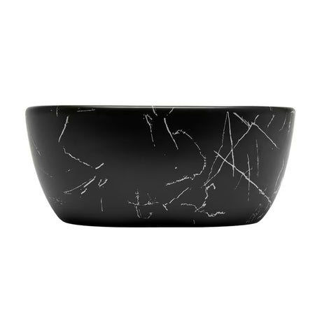 Umyvadlo na desku SAT Infinitio bez přepadu v matném černém mramorovém designu 45,5x32,5 cm.