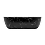 Umyvadlo na desku SAT Infinitio bez přepadu v matném černém mramorovém designu 45,5x32,5 cm.