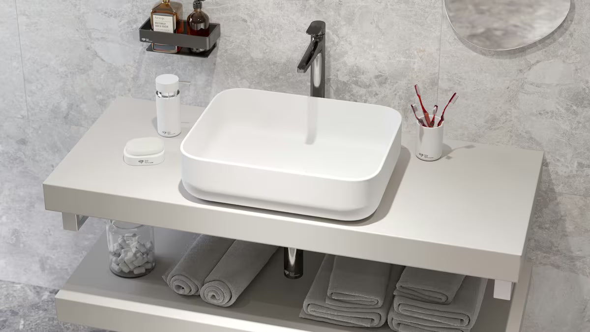 Matné bílé tenkostěnné umyvadlo na desku SAT Infinitio 50x39 cm bez přepadu