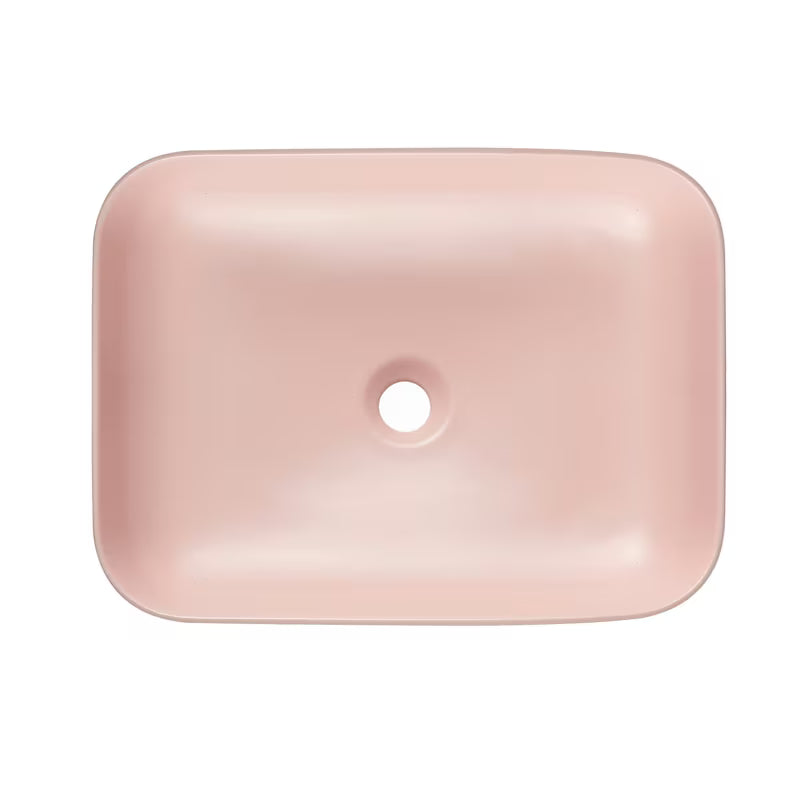 SAT Infinitio keramické umyvadlo na desku 50x39 cm v matné růžové barvě, bez přepadu.
