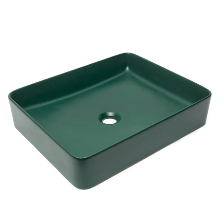 SAT Infinitio keramické umyvadlo na desku 50x40 cm v tmavě zelené matné barvě bez přepadu.