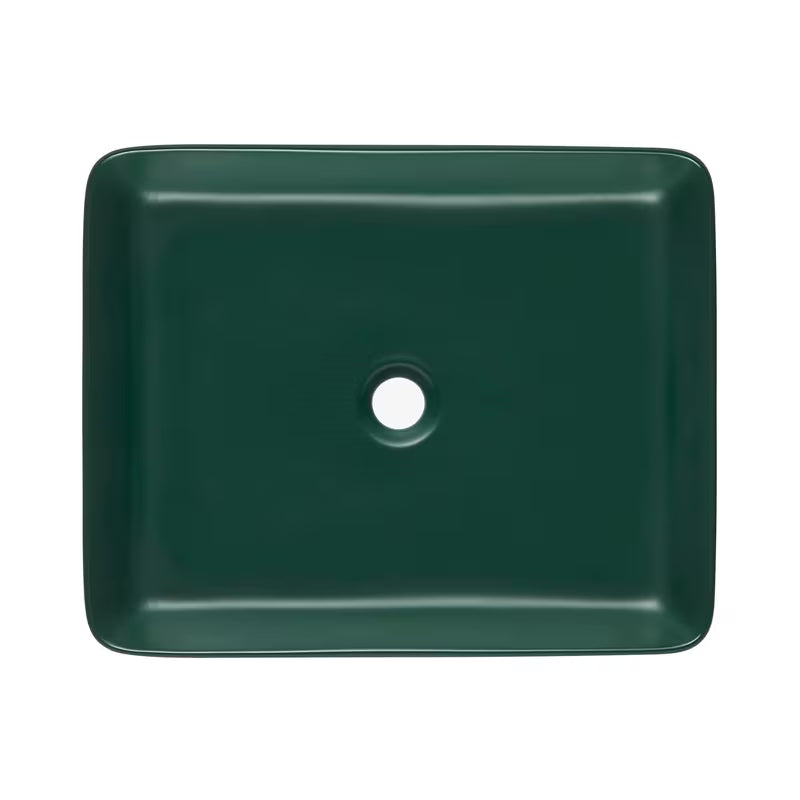 SAT Infinitio keramické umyvadlo na desku 50x40 cm v tmavě zelené matné barvě bez přepadu.