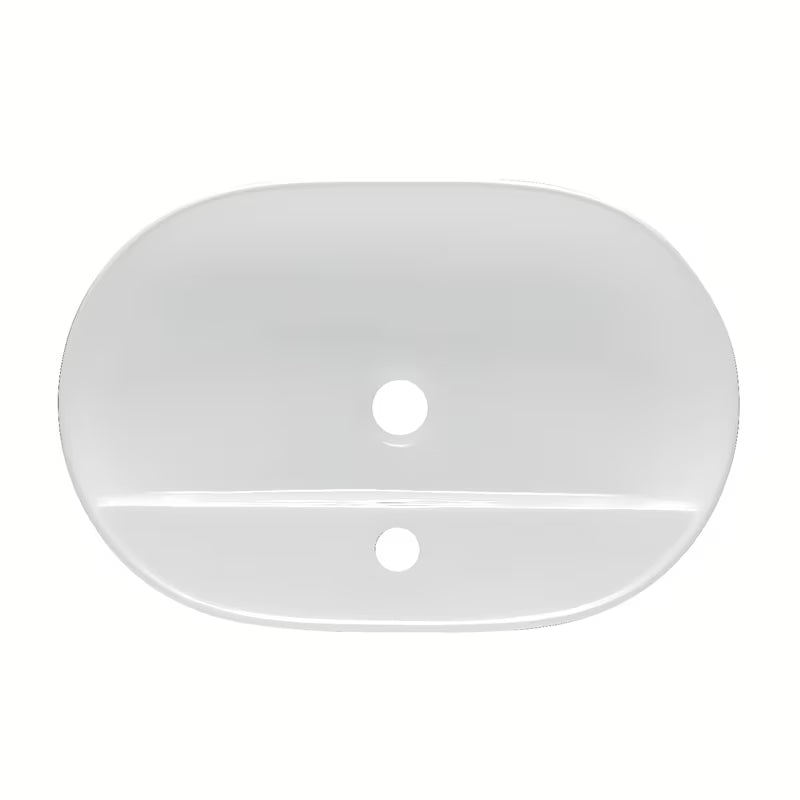Bílé keramické oválné umyvadlo na desku SAT Infinitio 60 x 40 cm bez přepadu s otvorem pro baterii