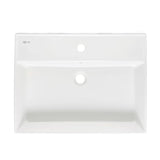 Bílé keramické závěsné umyvadlo SAT Infinitio 60,5x46,5 cm s přepadem a otvorem pro baterii uprostřed.