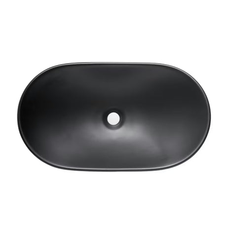 Matně černé keramické umyvadlo na desku SAT Infinitio bez přepadu 61,5x36 cm