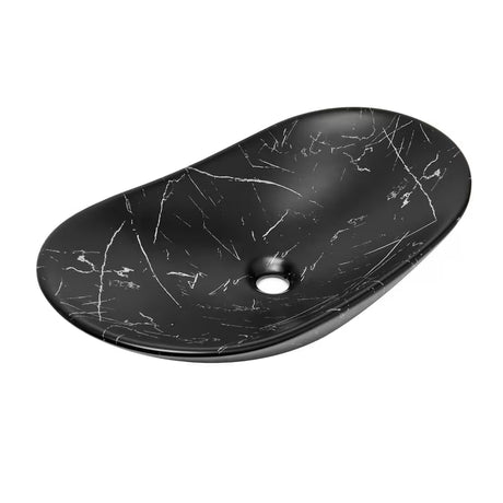 Umyvadlo na desku SAT Infinitio bez přepadu v černém matném mramorovém dekoru 61,5x36 cm