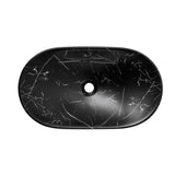 Umyvadlo na desku SAT Infinitio bez přepadu v černém matném mramorovém dekoru 61,5x36 cm