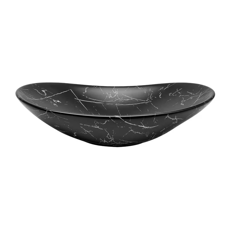 Umyvadlo na desku SAT Infinitio bez přepadu v černém matném mramorovém dekoru 61,5x36 cm