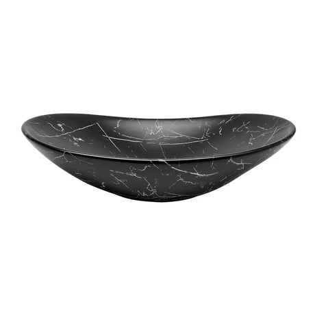 Umyvadlo na desku SAT Infinitio bez přepadu v černém matném mramorovém dekoru 61,5x36 cm