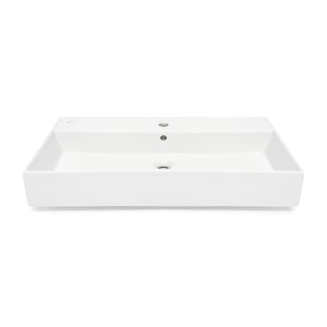 Bílé keramické umyvadlo SAT Infinitio 80,5x46,5 cm s přepadem a hranatým designem