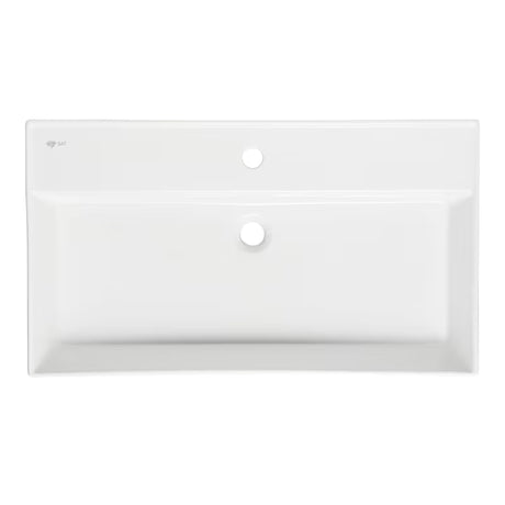 Bílé keramické umyvadlo SAT Infinitio 80,5x46,5 cm s přepadem a hranatým designem