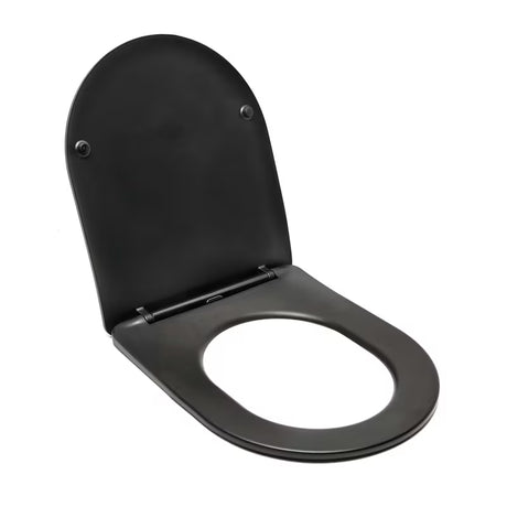 Černo-matné WC sedátko SAT Infinitio se SoftClose a EasyLock v zaobleném designu.
