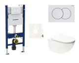 Viseči WC set SAT Infinitio s predstenskim modulom in splakovalnikom Geberit Delta v sodobnem dizajnu.